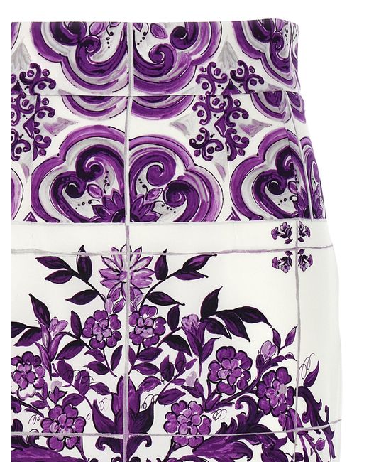 Majolica-Print Fitted Skirt Dolce & Gabbana en coloris Purple