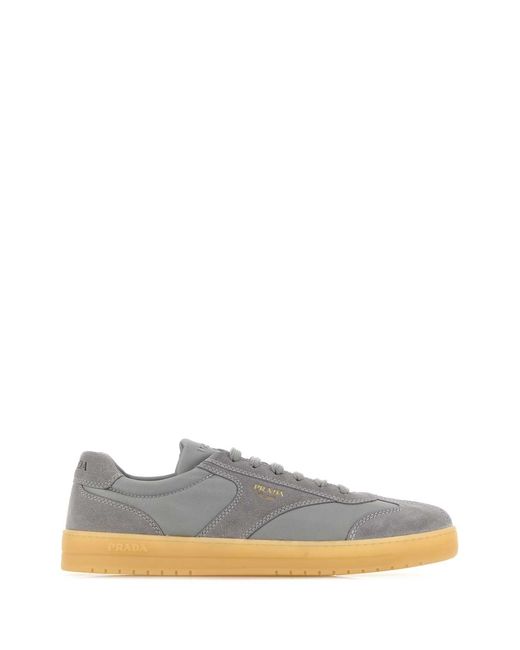 Prada Gray Solid Sneakers for men