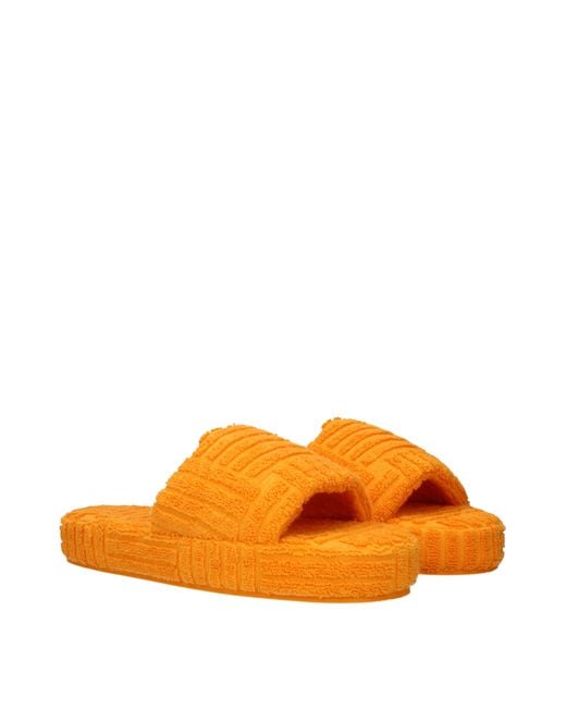 Bottega Veneta Orange Resort Terry Slide Sandals