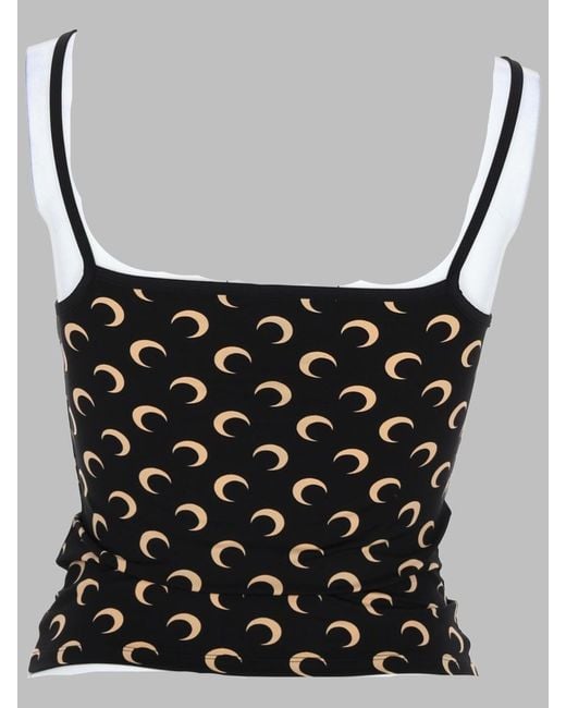MARINE SERRE Black Crescent Moon Fitted Tank Top