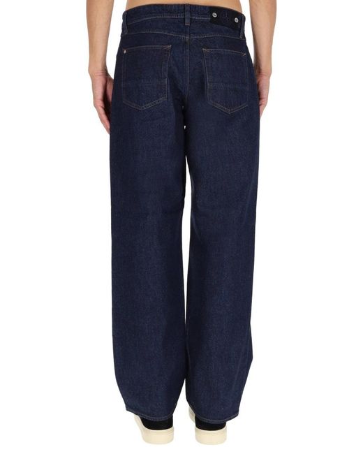 Stone Island Blue Denim Trousers With Wide-Leg Fit for men