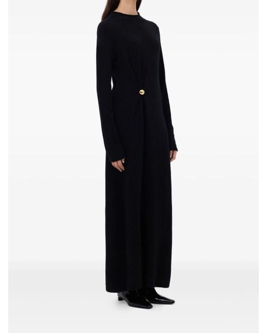 Loulou de Saison Black Lucero Draped Knit Dress