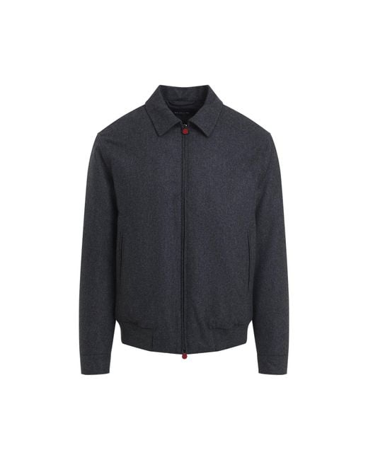 Kiton Blue Classic Biker Bomber Jacket