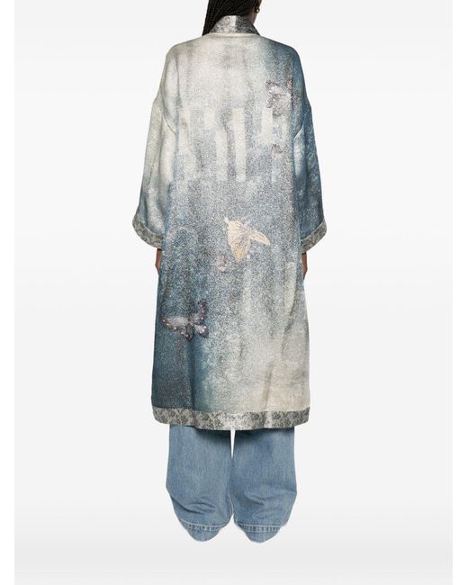 Pierre Louis Mascia Blue Printed Kimono Jacket
