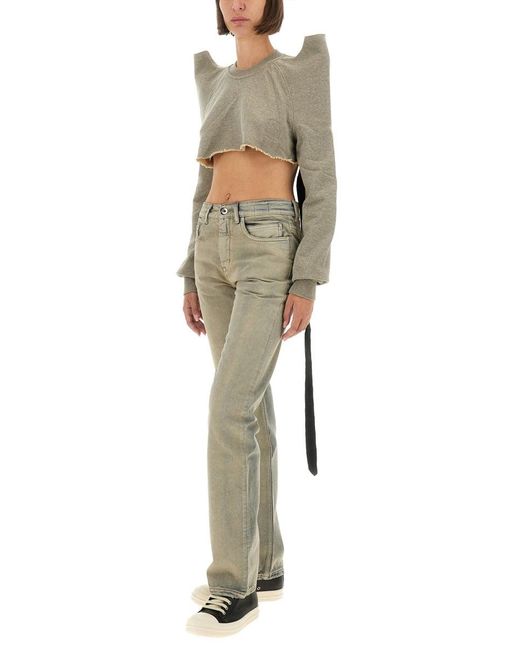 Rick Owens Gray Cropped Tecsweat" Sweatshirt