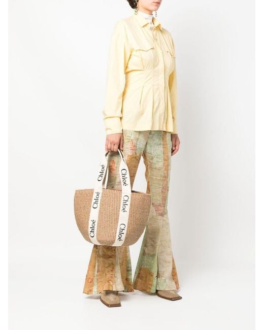 Chloé Natural Woody Large Straw Basket Bag