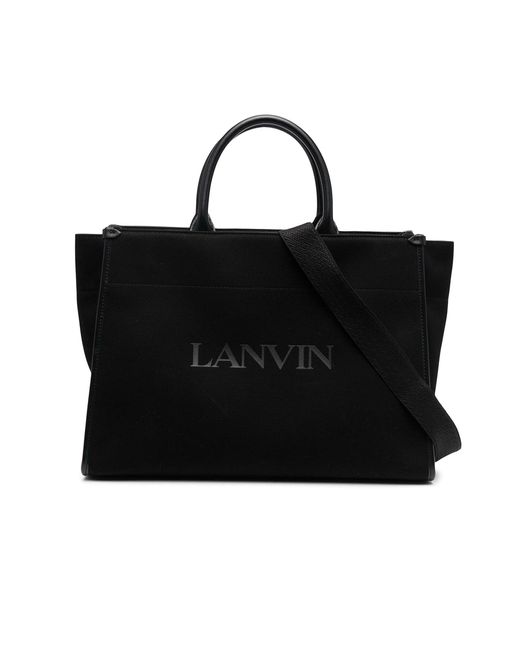 Bolsa de comprador de lienzo de Lanvin de color Black