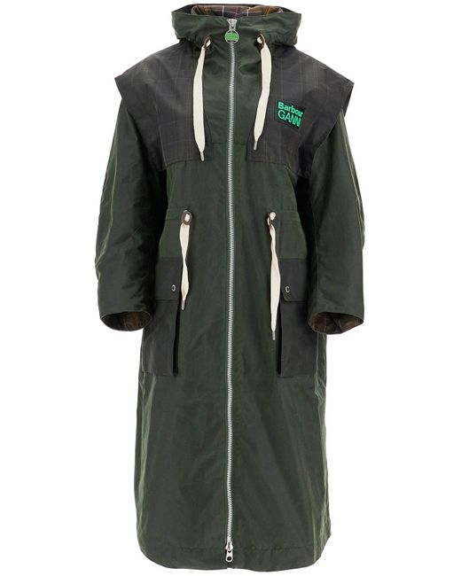 BARBOUR X GANNI Black Wachste Baumwollparka -Jacke