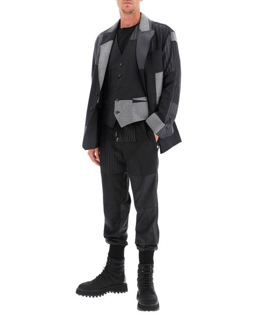 Dolce & Gabbana Patchwork Wolle Jogger in Black für Herren