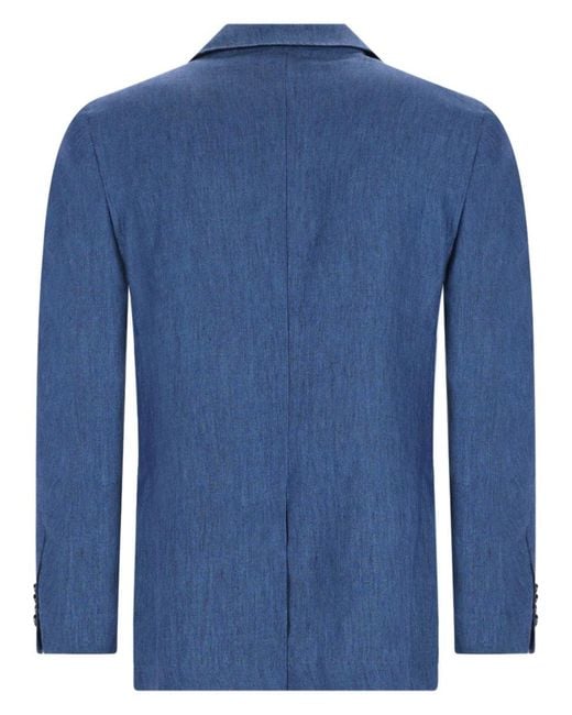 120% Lino Blue Giacca Monopetto