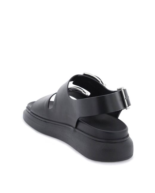 Sandales en cuir avec boucles maxi Alexander McQueen pour homme en coloris Black