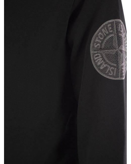 Sudadera de cuello de la tripulación de con bordado de brújula Stone Island de hombre de color Black