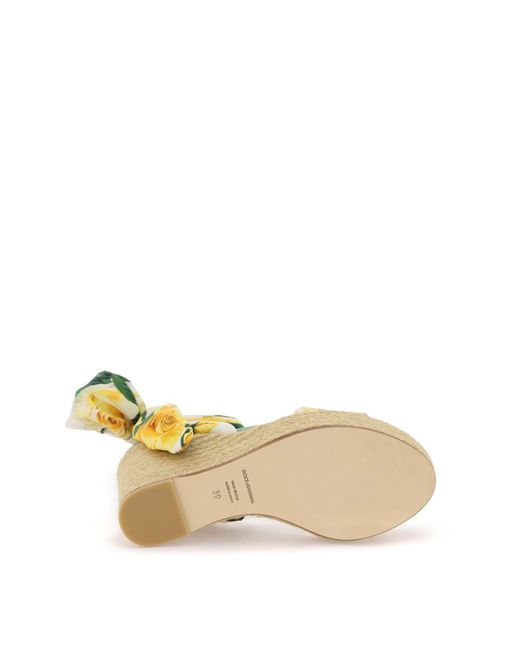 Dolce & Gabbana Metallic Espadrille-Sandalen aus Satin