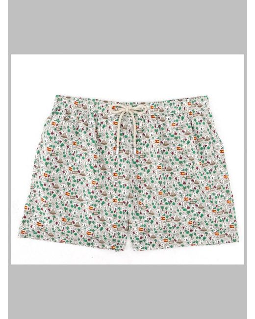 Mc2 Saint Barth White Printed Swim Shorts for men