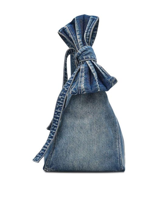 Marc Jacobs Blue The Bow Denim Sack Shoulder Bag