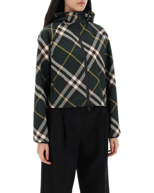 Burberry Green Lightweight Check Cropped Jacke