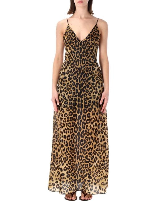 Alberta Ferretti Metallic Alberta Ferretti Leopard-Print Organza Maxi Dress