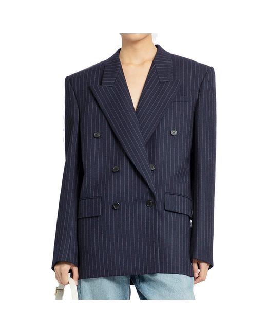 Saint Laurent Blue Double-breasted Wool Jacket