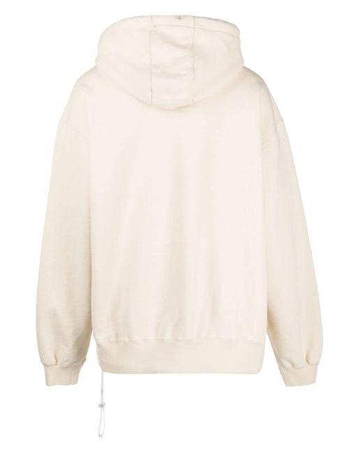 Bonsai White Printed Cotton Hoodie for men