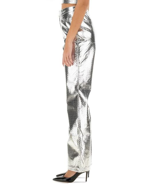 ROTATE BIRGER CHRISTENSEN High-Waisted Metallic Finish Straight Leg Pants