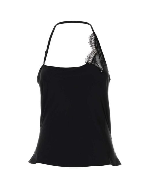 Courreges Black Stretch Satin Top