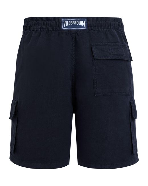 Vilebrequin Blue Linen Bermuda Shorts With Drawstring And Cargo Pockets for men
