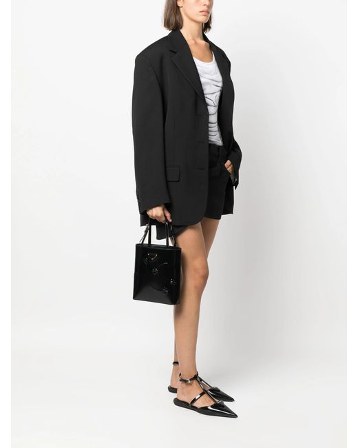 Prada Black Floral-Embossed Leather Tote Bag