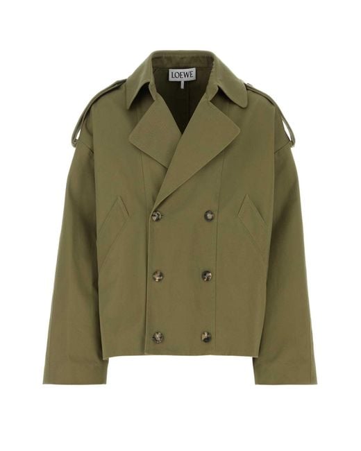 Loewe Green Cotton Trench Coat