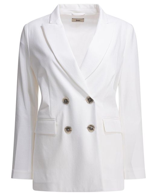 Herno Double-breasted Blazer Jackets And Coats White
