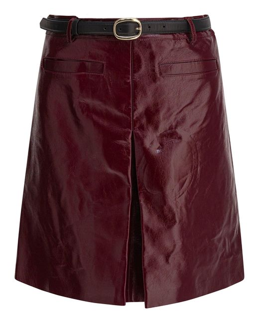 Self-Portrait Purple Leather Miniskirt