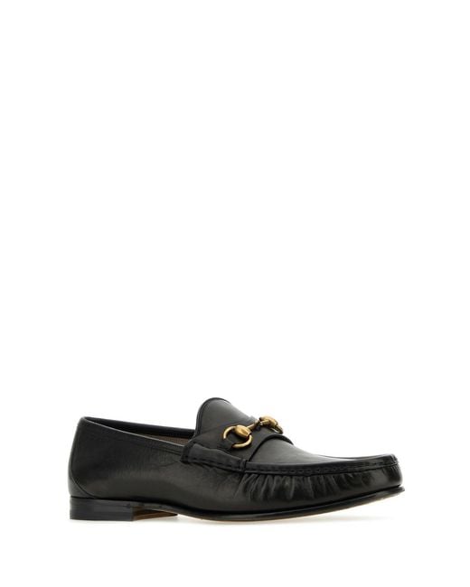 Gucci Black Leather Loafers for men