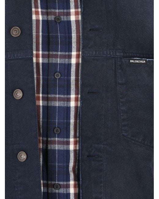 Balenciaga Blue Patched Shirt-Jacket for men