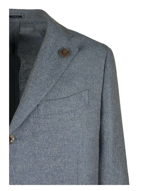 Lardini Single Breasted Two Button Jacke mit Fischgrätenmuster in Gray für Herren