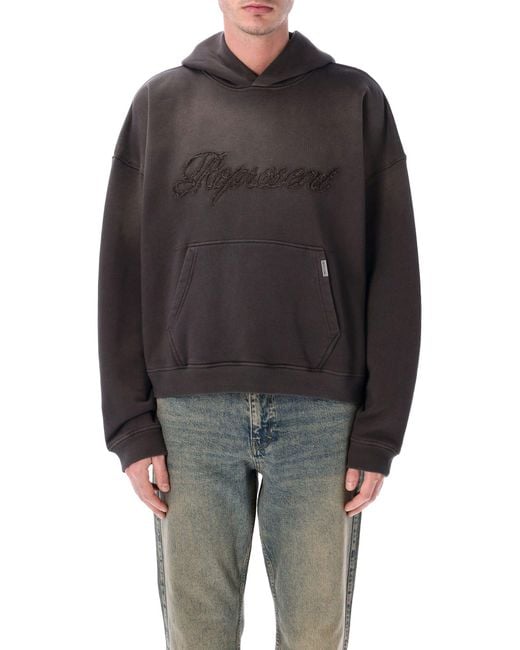 Represent Gray Rep Reverse Applique Cotton Hoodie for men