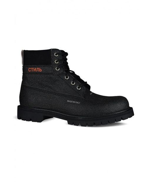 Heron Preston Black Lace-Up Worker Ankle Boots for men