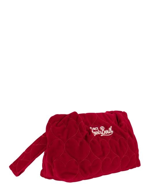 Bolsa de embrague de terciopelo acolchado Mc2 Saint Barth de color Red