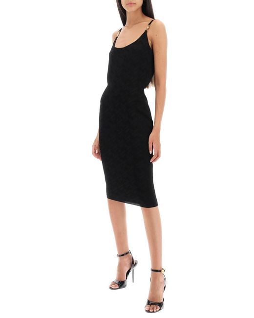 Monogramm Strick -Mini -Kleid Versace de color Black