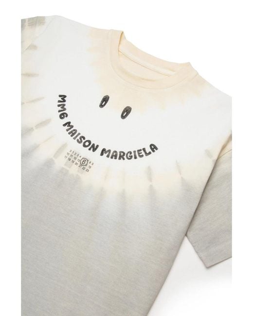 MM6 by Maison Margiela Gray T Shirt With "Smile" Logo
