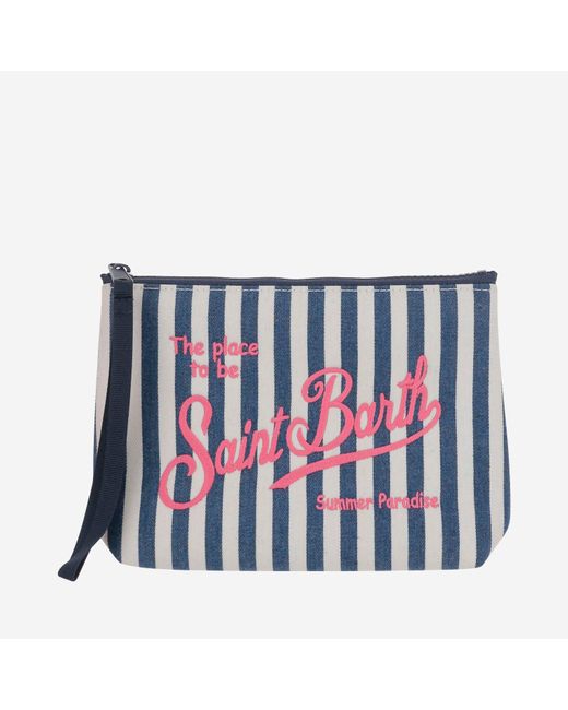 Sac d'embrayage en tissu avec logo Mc2 Saint Barth en coloris White