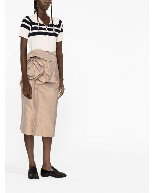 Maison Margiela Natural Floral-Detail Midi Skirt