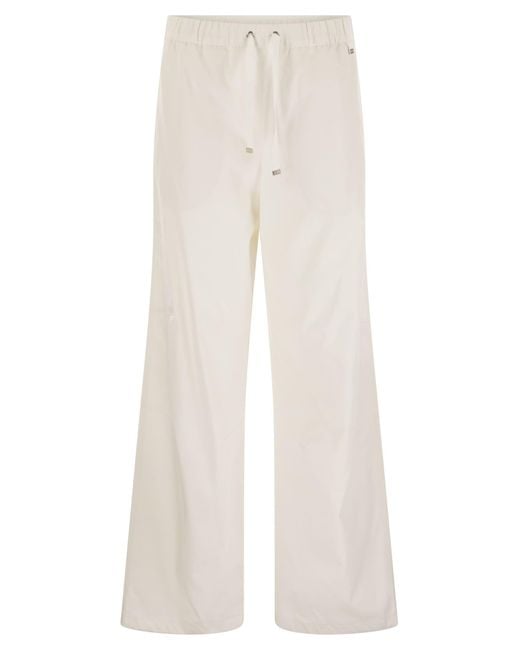 Herno White Resort Cotton Trousers With Drawstring