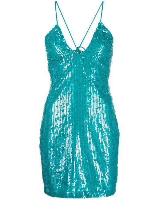 P.A.R.O.S.H. Lovertjes Mini -jurk in het Blue