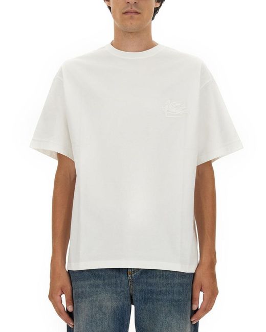 Etro White Crew Neck T-Shirt for men