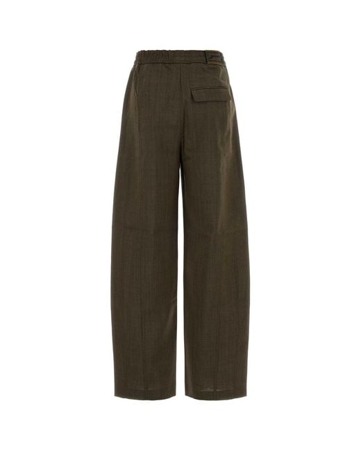 Ganni Green Light Wool Melange Cargo Pants