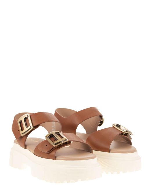 Hogan Brown H644 - Sandal With Two Buckles