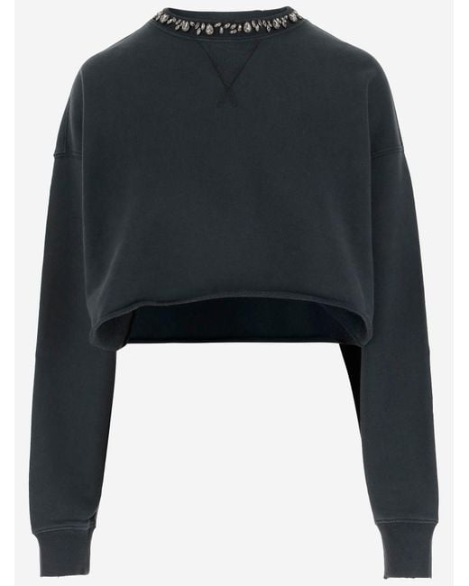 Golden Goose Deluxe Brand Black Cotton Sweatshirt With Crystals