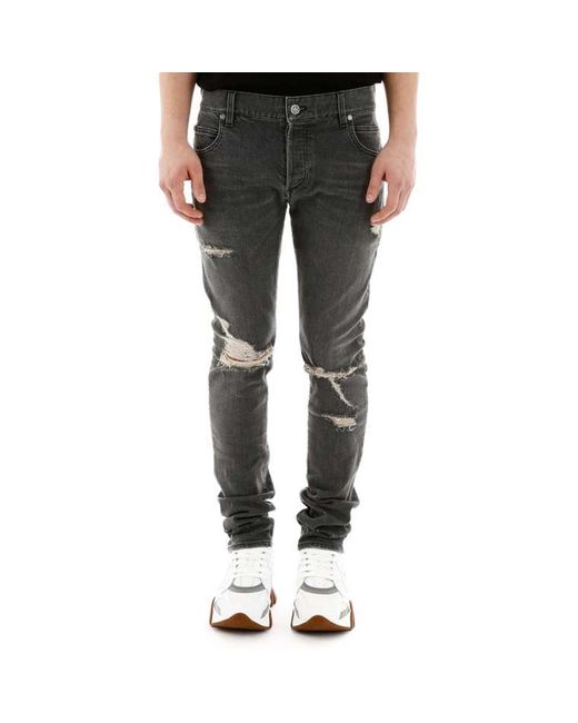 Pantalones de mezclilla de algodón Balmain de hombre de color Gray