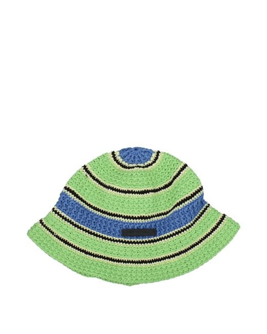 Stella McCartney Green Striped Crochet Bucket Hat
