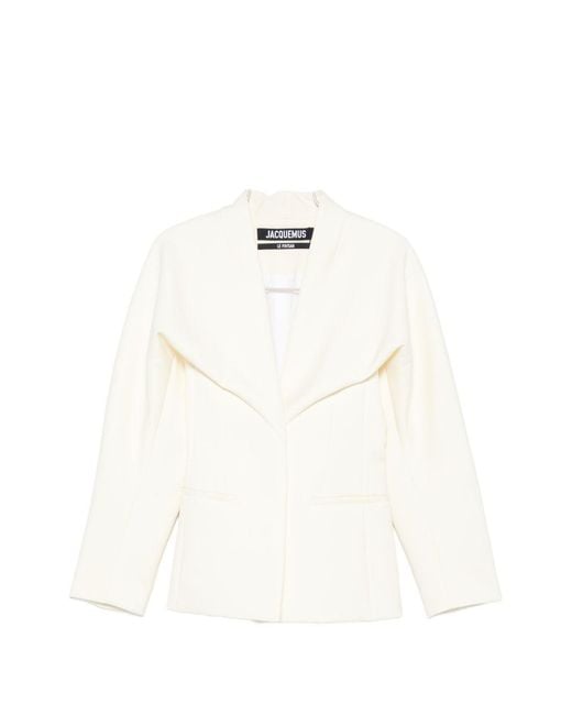 Jacquemus White La Veste Chale Wool Blend Jacket
