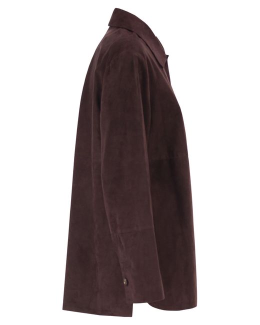Max Mara Brown Smmgocce Suede Shirt With Silk Lining